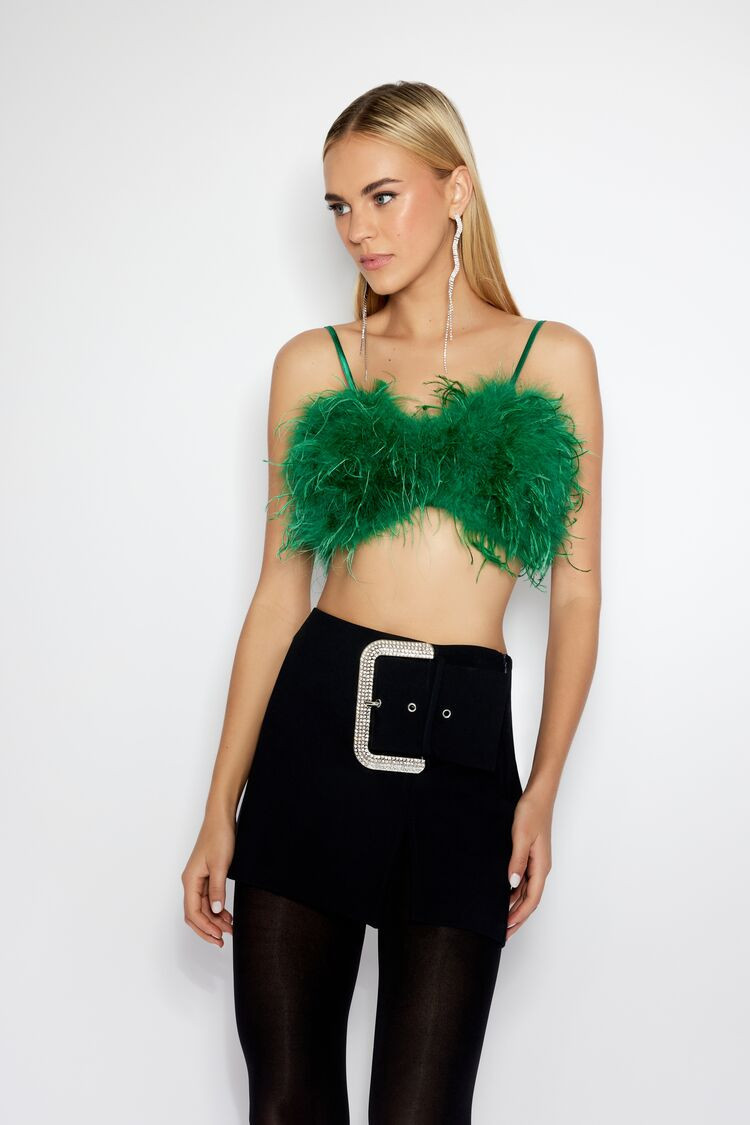 Faux Feather Cropped Cami | Forever 21 | Forever 21 (US)