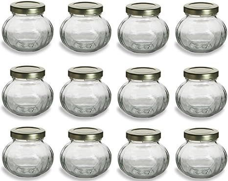 12 pcs, 4 oz Round Glass Jars for Jam, Honey, Wedding Favors, Shower Favors, Baby Foods, Canning,... | Amazon (US)