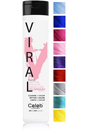 Celeb Luxury Viral  Colorwash: Pastel Light Pink Color Depositing Shampoo, 10 Vivid and Pastel Colors, stops Fade, 1 Quick Wash, Cleanse + Color, Sulfate-Free, Cruelty-Free, 100% Vegan | Amazon (US)