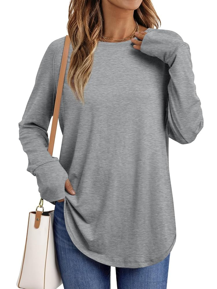 AUTOMET Womens Long Sleeve Shirts Crew Neck Casual Tshirts Fall Fashion Tops Loose Fit Lightweigh... | Amazon (US)