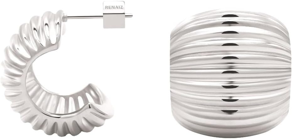 RENAIZ Bold Statement Hoop & Stud Earrings for Women – 14K Gold & Rhodium Plated Maximalist Jew... | Amazon (US)