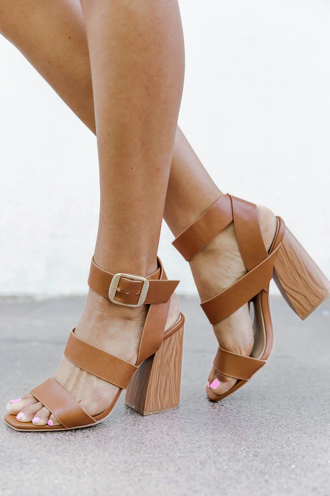 Indie Cognac Buckle Closure Heels | Pink Lily