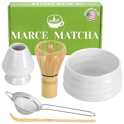 Marce Matcha Whisk Set- Matcha Whisk and Bowl, Matcha Sifter, Matcha Whisk Holder and Matcha Spoo... | Amazon (US)