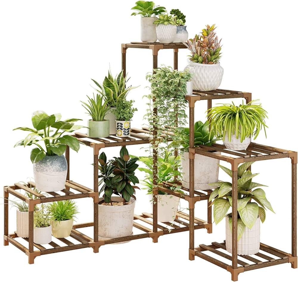 Bamworld Corner Plant Stand Indoor Wood Outdoor Shelf for Multiple Plants Ladder Plant Holder Tab... | Amazon (US)