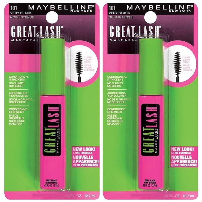 Maybelline New York Great Lash Washable Mascara Makeup, Very Black, 2 Count | Amazon (US)