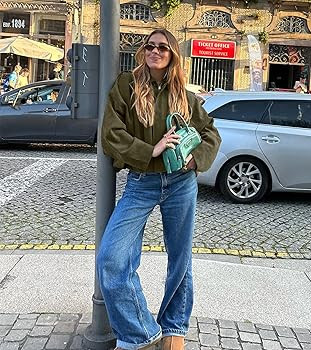 Womens Faux Suede Bomber Jacket Casual Lapel Pilot Cropped Coat Oversized Motorcycle Jackets 2025... | Amazon (US)