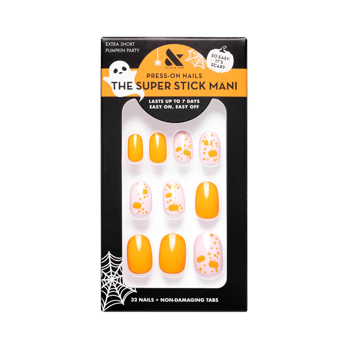 Pumpkin Party | Extra Short | Round - Tab Press-On | Olive & June