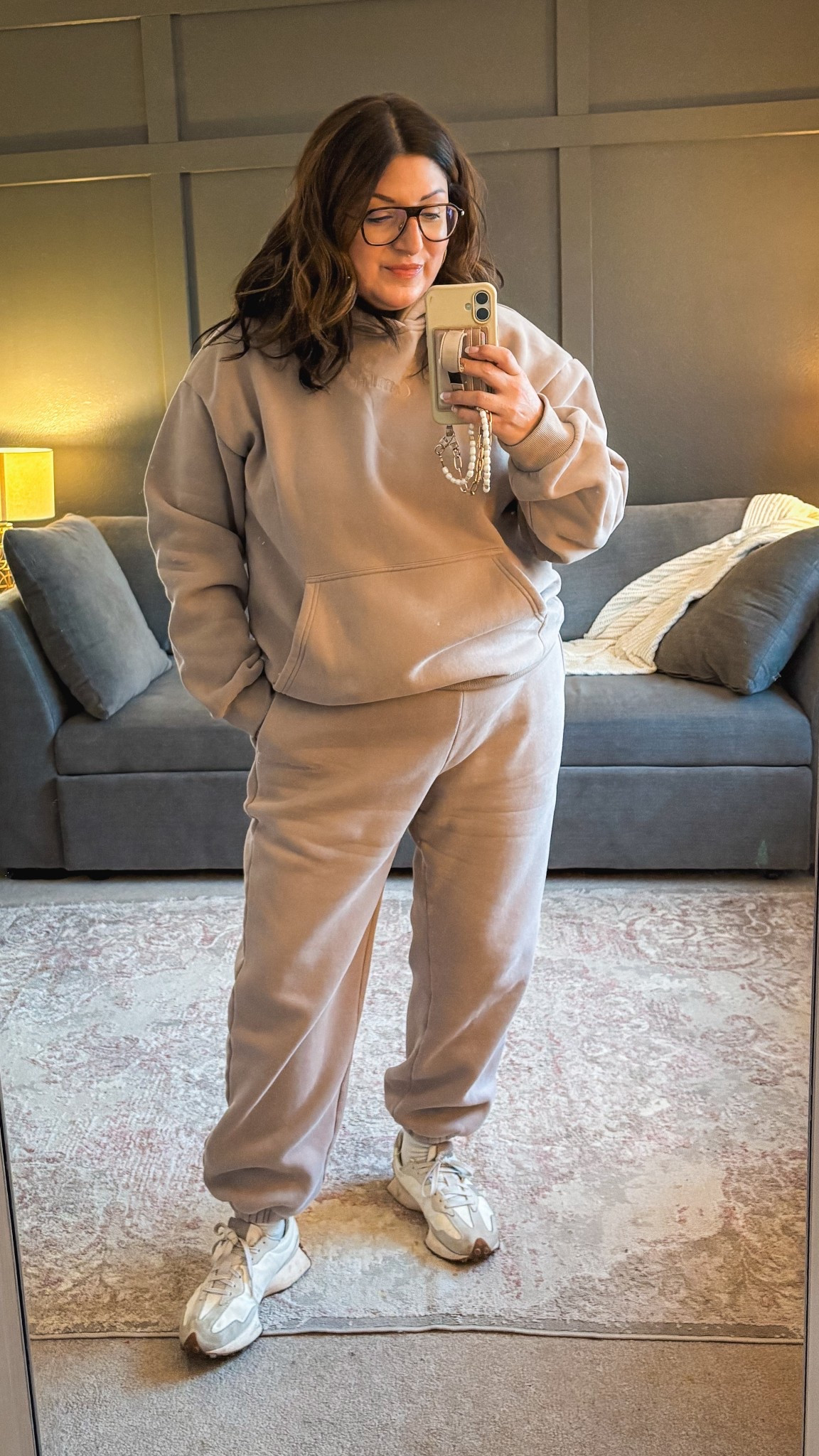 Comfrt set (wearing L in both)
NB 327 sneakers


#LTKootd #LTKMidsize #LTKOver40