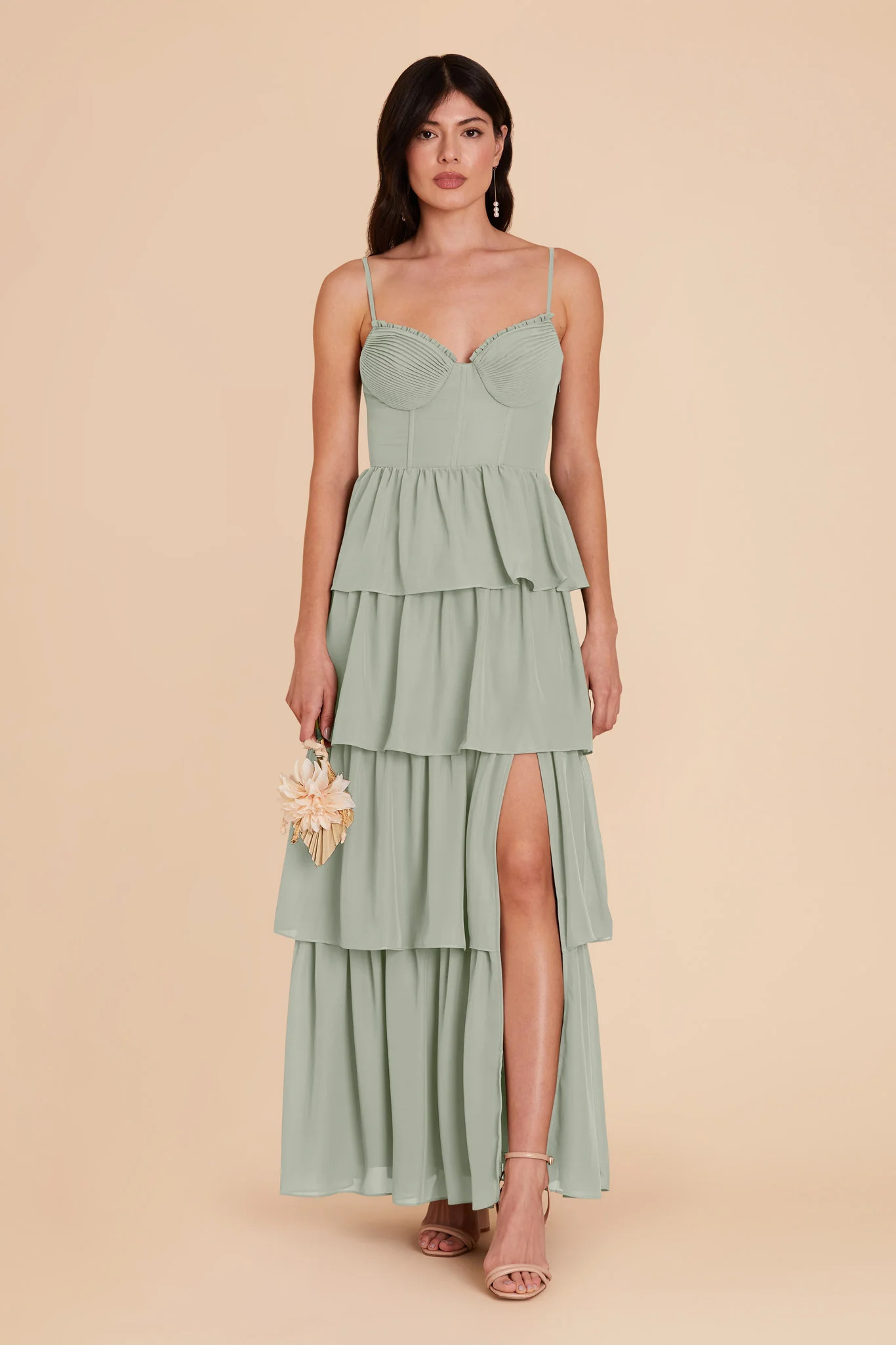Lola Chiffon Dress - Sage | Birdy Grey