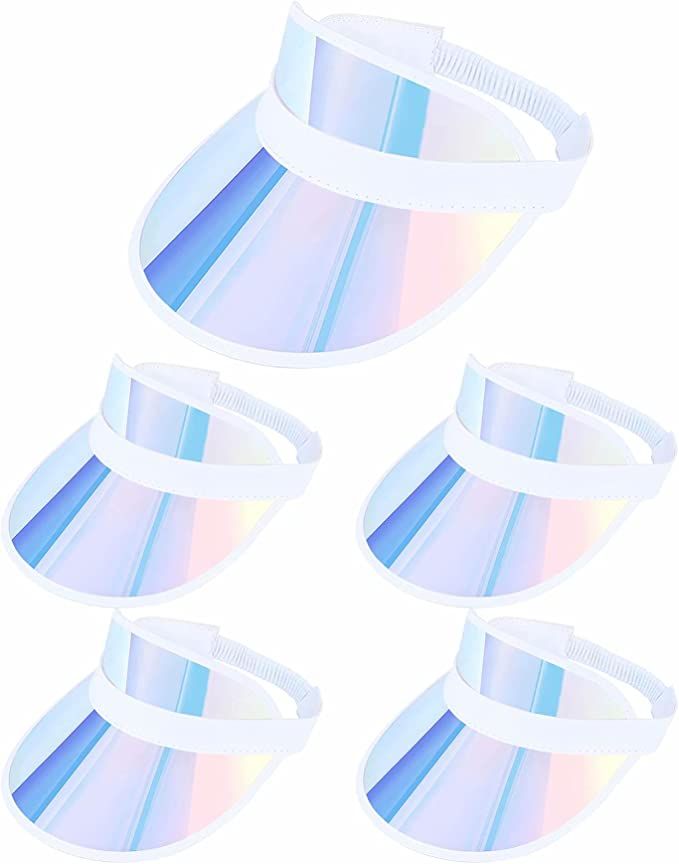5 Pack Sun Visor Hats Women Clear Colorful Party Outdoor Sports Beach Golf Cap | Amazon (US)