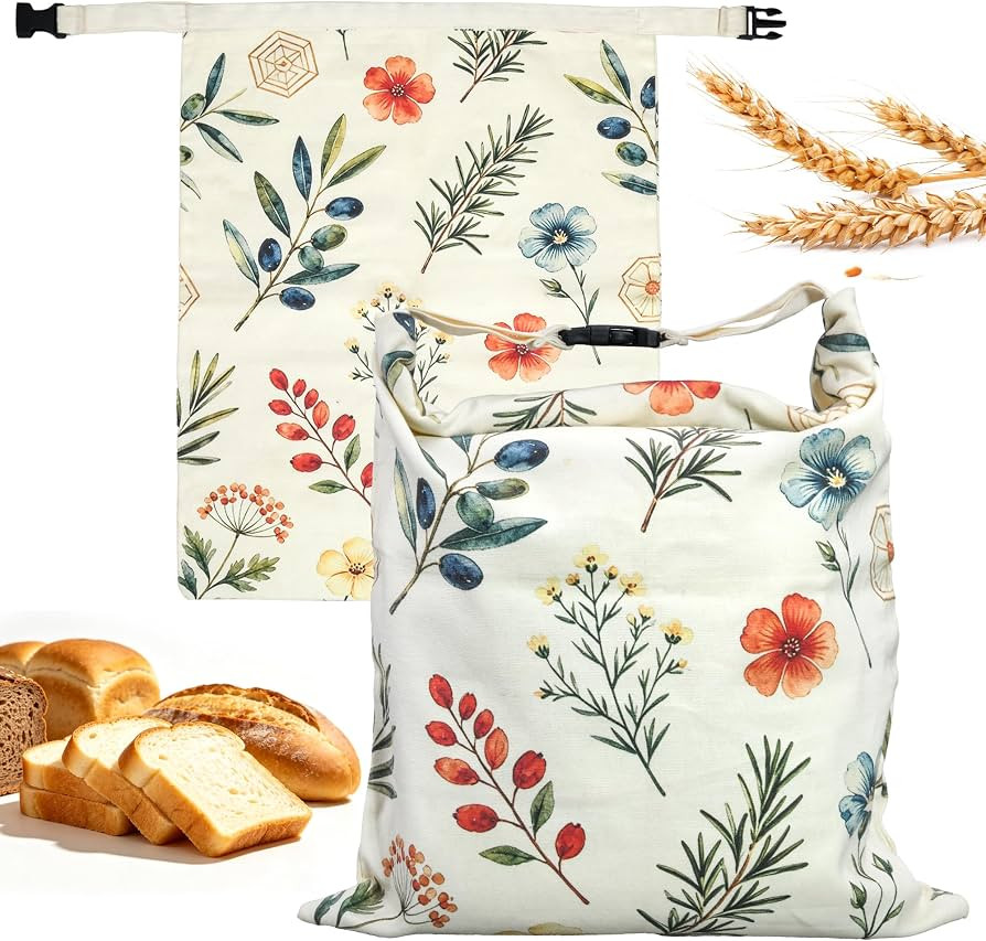 2 Pack Beeswax Bread Bags for Homemade Sourdough Reusable Beeswax Bread Bag | Amazon (US)