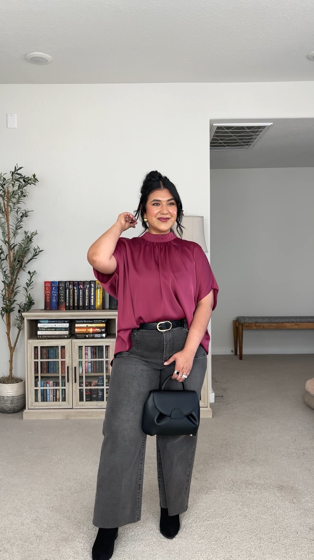 I’m 5’1”, size 12 // TOP: size large, true to size and drapey in the back. So beautiful! // JEANS: size 12, true to size, stretchy with a cropped fit // BOOTS: true to size and so comfy 

#LTKMidsize #LTKHoliday #LTKPetite