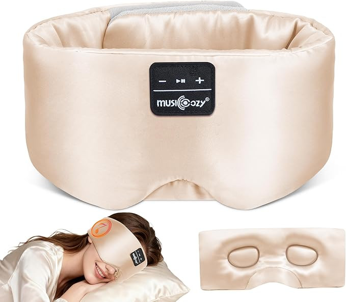 MUSICOZY 3D Silk Bluetooth Sleep Mask Headphones, Mulberry Silk Eye Mask with Ultra-Thin Wireless... | Amazon (US)