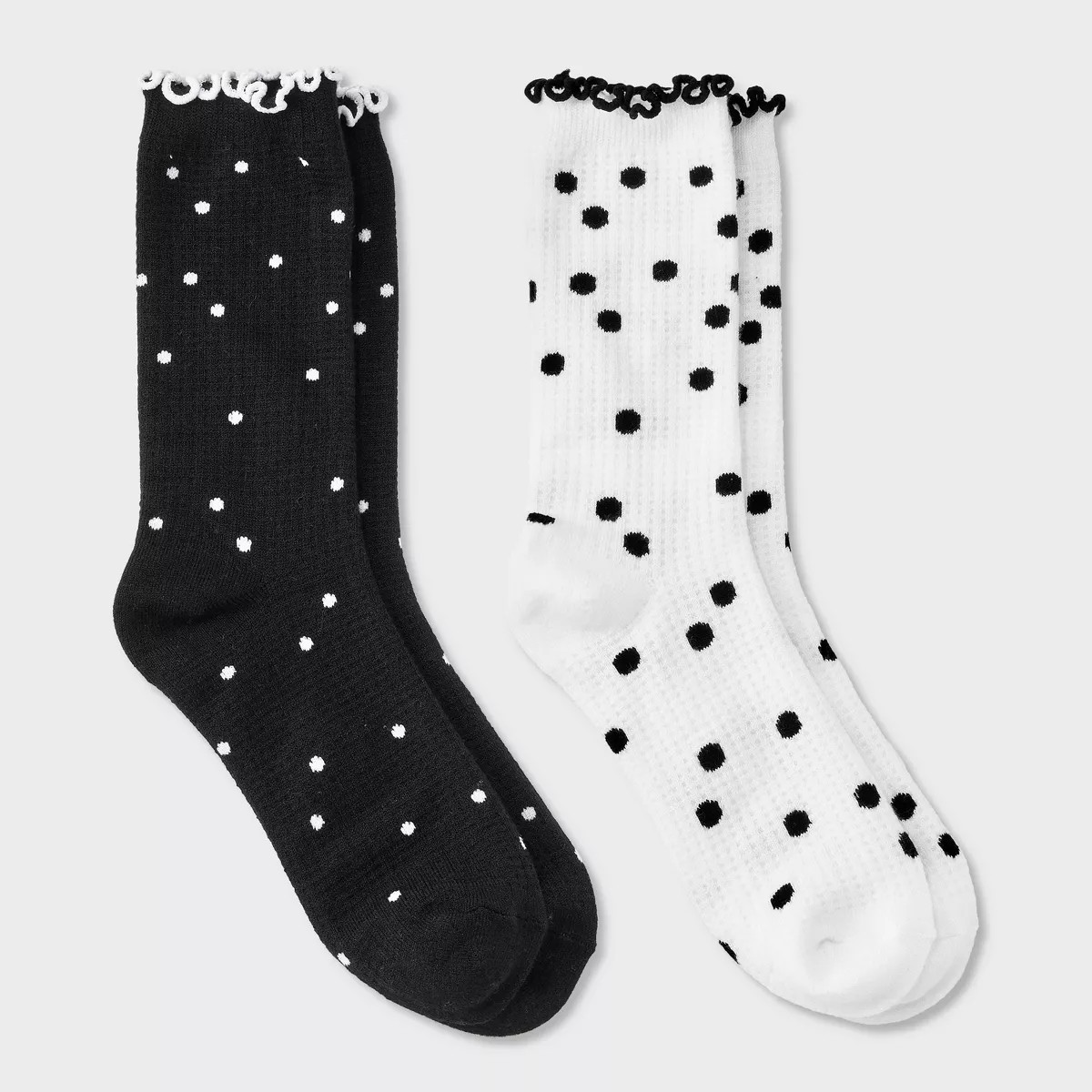 Women's Lettuce Edge Polka Dot 2pk Crew Socks - Auden™ 4-10 | Target