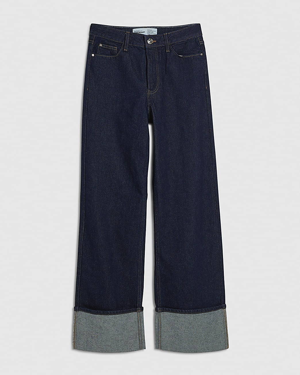 Blue Relaxed Straight Turn Up Cuff Jeans | River Island UK & IE