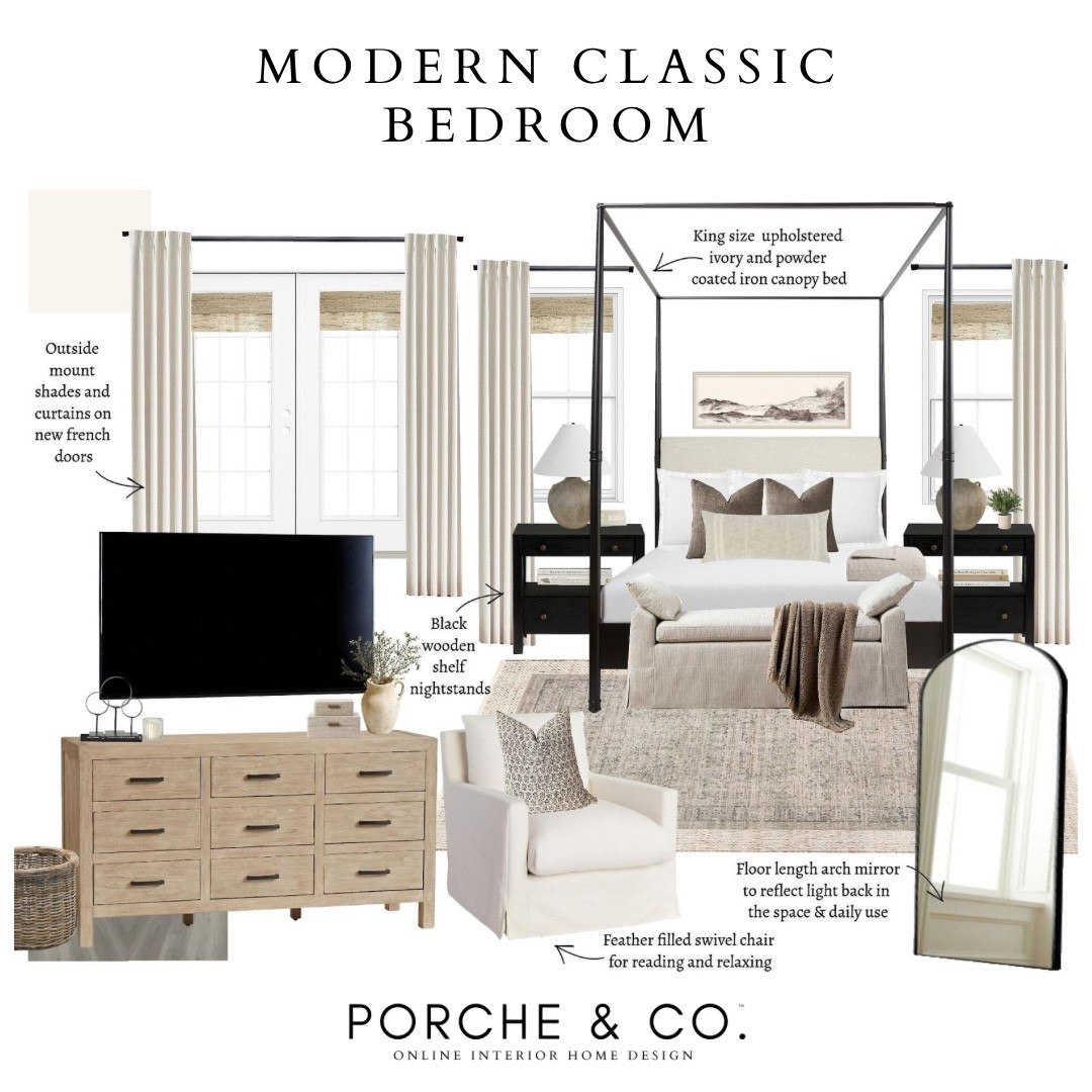 A serene retreat designed for both comfort + elegance 🤍 This Modern Classic Bedroom features a canopy bed, cozy swivel chair, and layered neutrals for timeless style. Bedroom Online Interior Design by Porche & Co.

Do you want to bring our dreamy Modern Classic style interior design into your own home? 🏡 You’re in luck! Reserve our Online Interior Design packages today -> https://porcheandco.com/edesign ✨ We can’t wait to work with you & design your home with #porcheandco

#porcheandco #visionboard #moodboard #interiordesign #virtualdesign #modernclassic #bedroomdesign #onlineinteriordesign #neutralbedroom #cozyspaces


#LTKHome #LTKStyleTip #LTKOver40