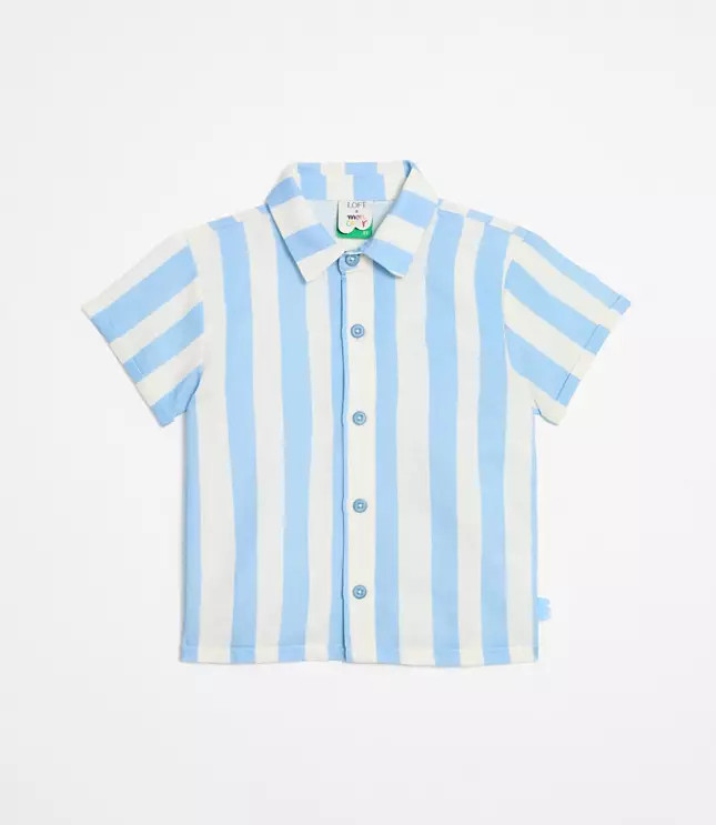 LOFT x Mon Coeur Linen Blue Cabana Shirt | LOFT