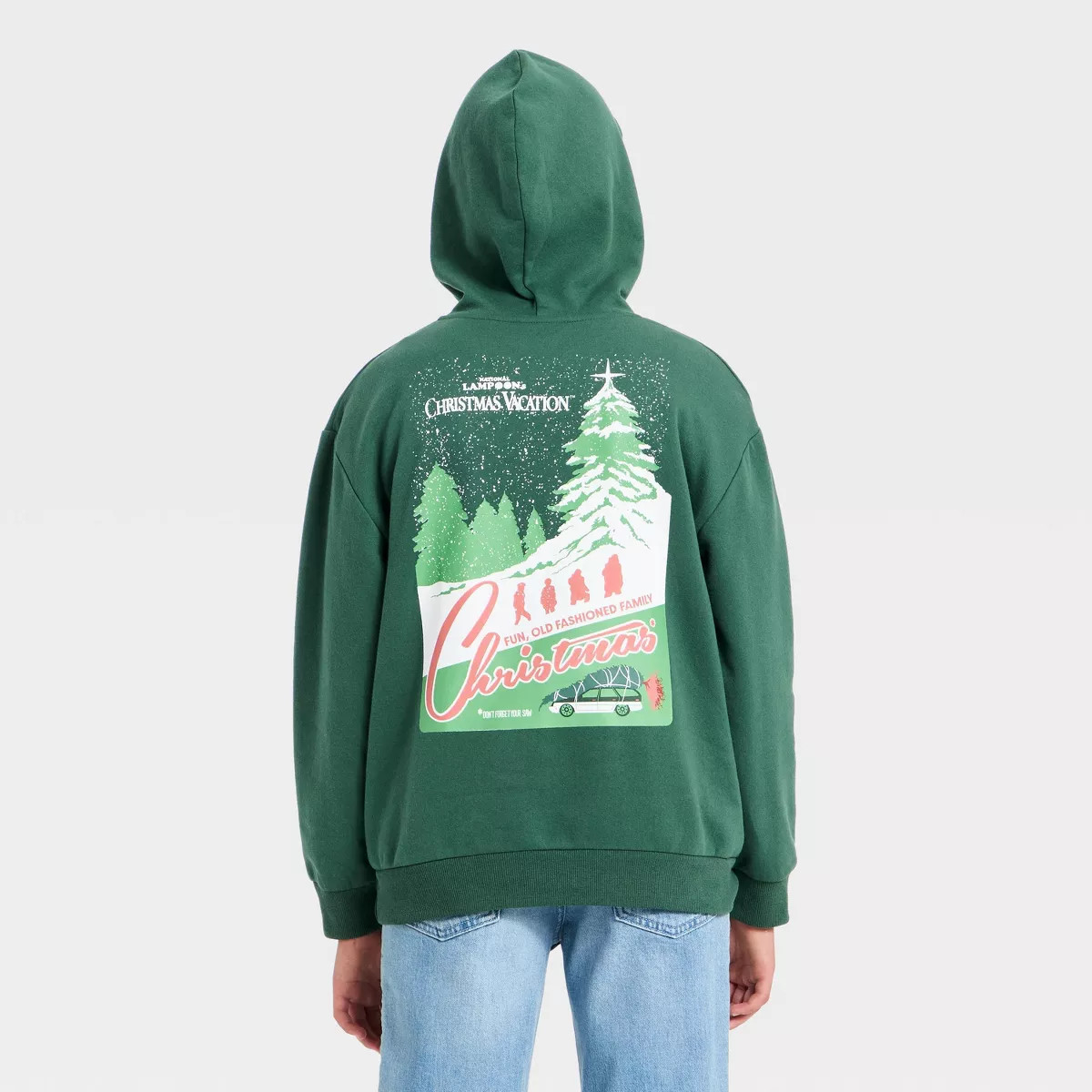 Boys' National Lampoon Christmas Vacation Oversized Hooded Fleece Sweatshirt - Green M | Target