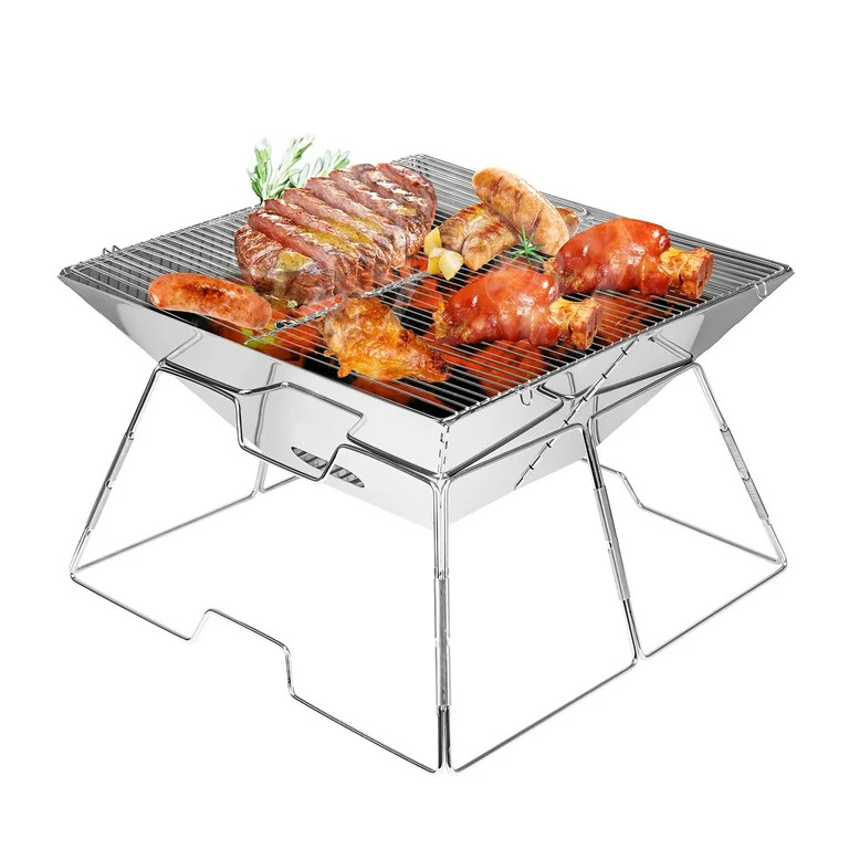SUNOYAR Charcoal Barbecue Grill, Folding Portable BBQ Grill, Stainless Steel Charcoal Stove for H... | Walmart (US)