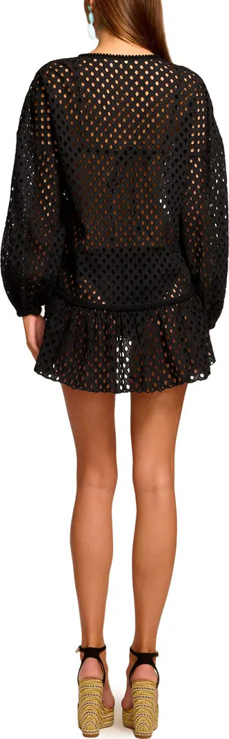 Ramy Brook Caya Eyelet Tie Front Cover-Up Minidress | Nordstrom | Nordstrom