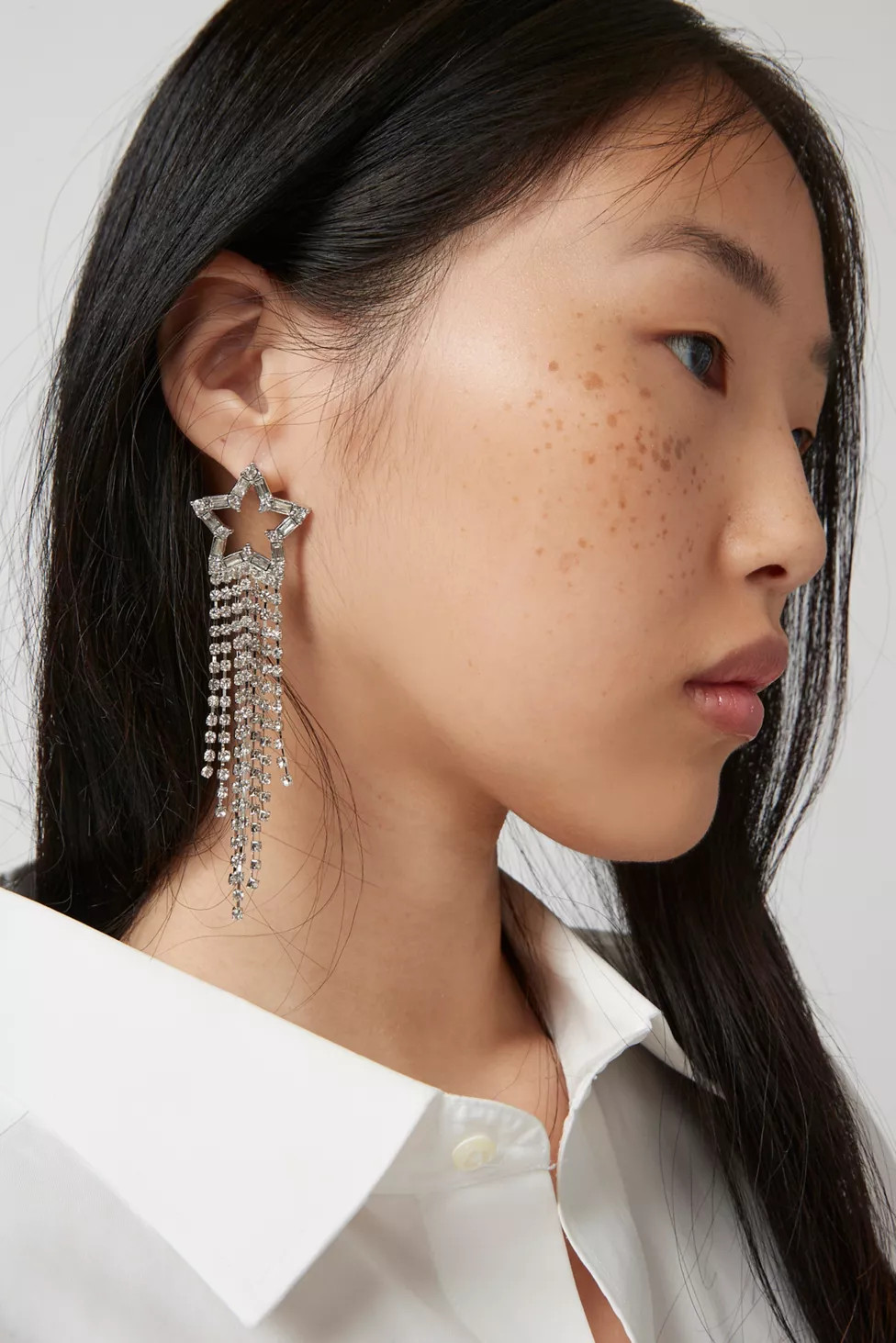 Rhinestone Star Fringe Drop Earring | Urban Outfitters (US and RoW)