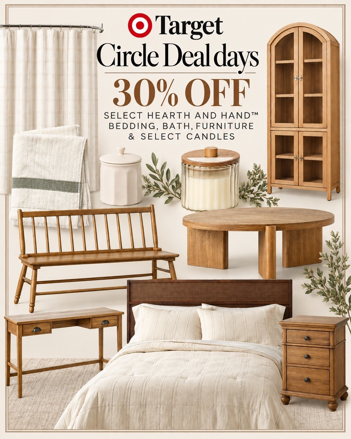 Target circle deal days sale! 30% off Hearth and Hand bedding, bath, furniture and select candles!