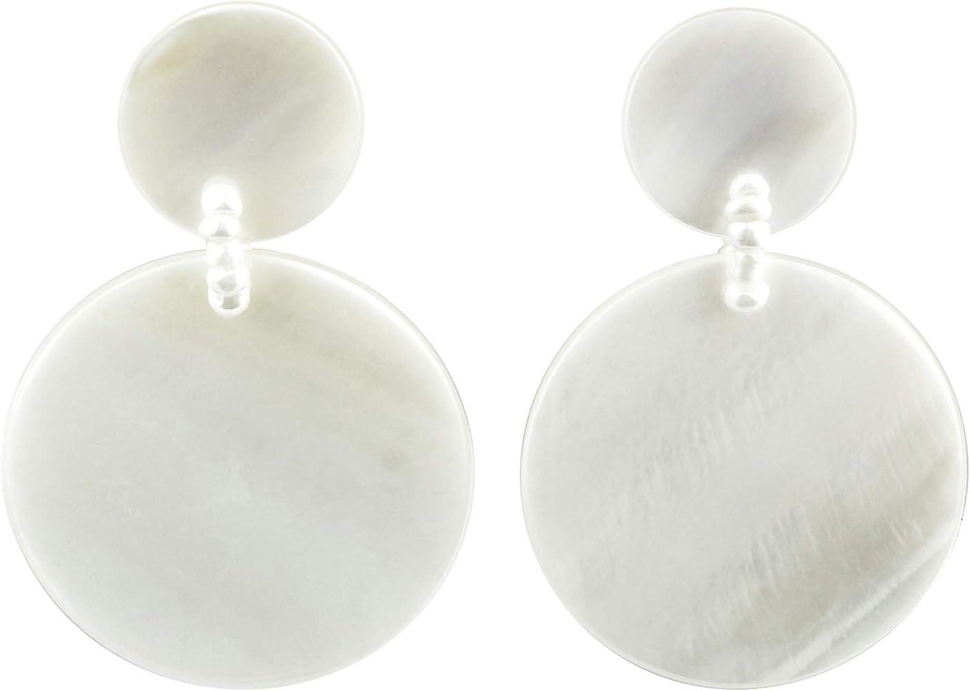 AeraVida Versatile White Kabibe Shell Double Linked Circles Post Drop Dangle Earrings | White Kab... | Amazon (US)