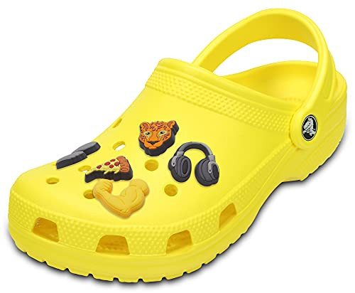 Crocs Unisex-Adult Womens Classic Clog w/Jibbitz Charms Sports 5-Packs, Lemon Get Swole, 12 Women/10 Men | Amazon (US)