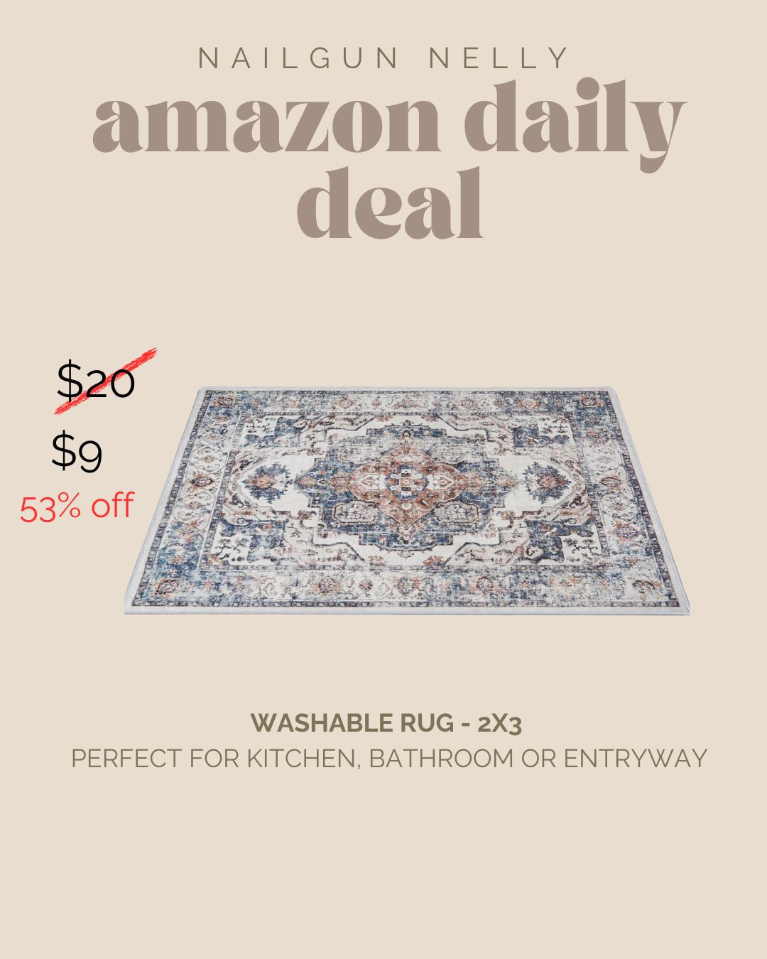 Amazon Daily Deal! Washable Rug - 2x3, Perfect for kitchen, bathroom or entryway 

 #LTKHome #LTKSaleAlert #LTKFindsUnder50