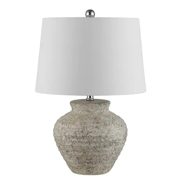 SAFAVIEH Lighting 22.5-inch Ledger Ceramic Table Lamp. - 15"W x 15"D x 23"H - Light Grey. | Bed Bath & Beyond