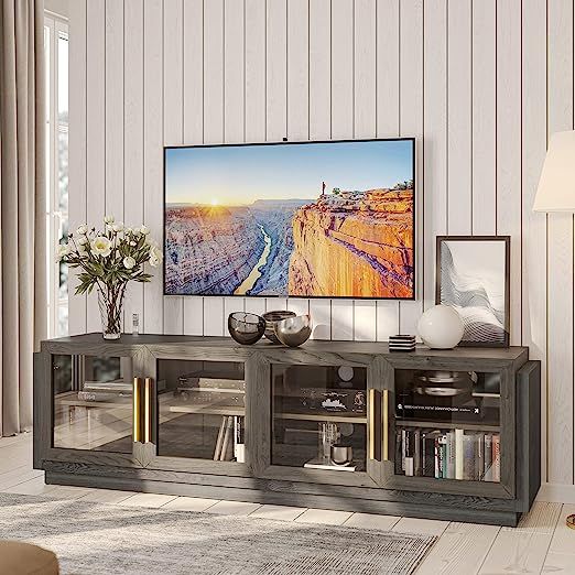 BELLEZE 70" TV Stand for TVs up to 75", Modern TV Cabinet & Entertainment Center with Shelves, Wo... | Amazon (US)