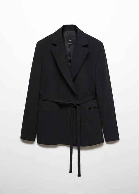 Belt suit blazer -  Women | Mango USA | MANGO (US)