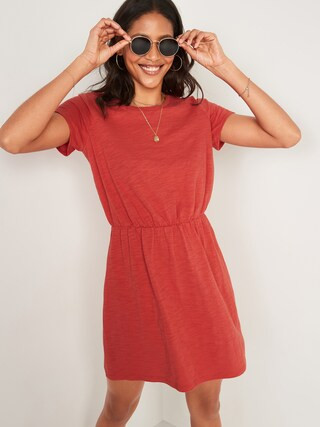 Waist-Defined Slub-Knit T-Shirt Dress for Women | Old Navy (US)