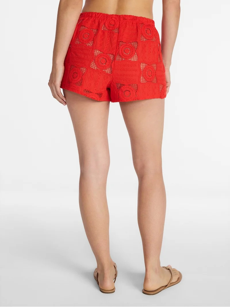 Time and Tru Women's and Women's Plus Cotton Crochet Coverup Shorts, Sizes XS-3X | Walmart (US)
