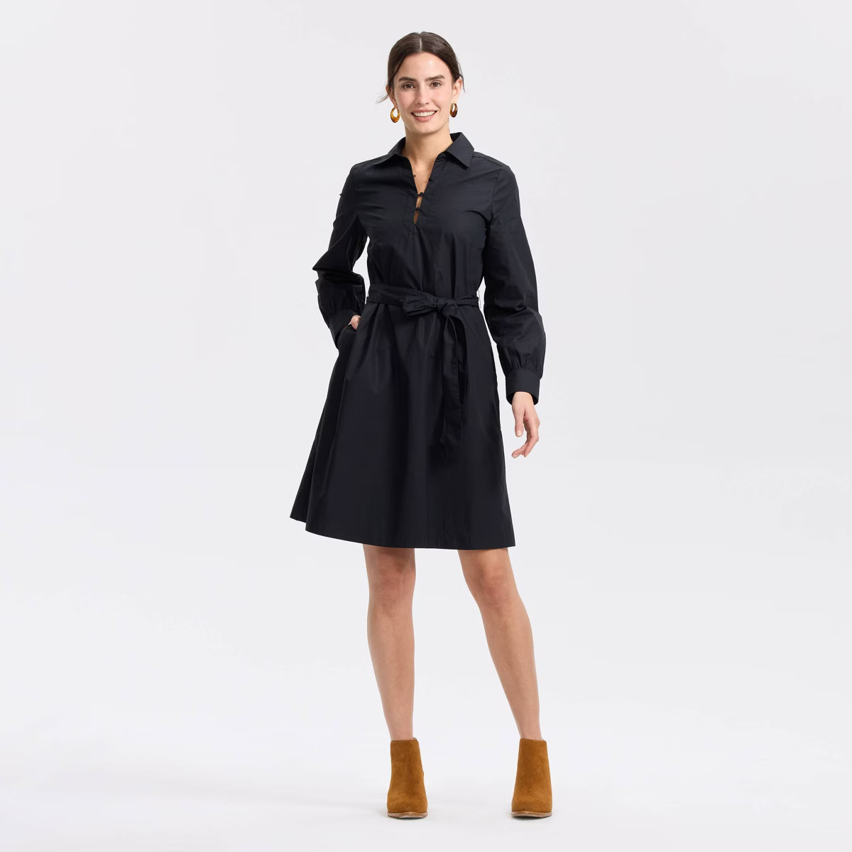 Women's Bishop Long Sleeve Poplin Mini Shirtdress - Universal Thread™ | Target