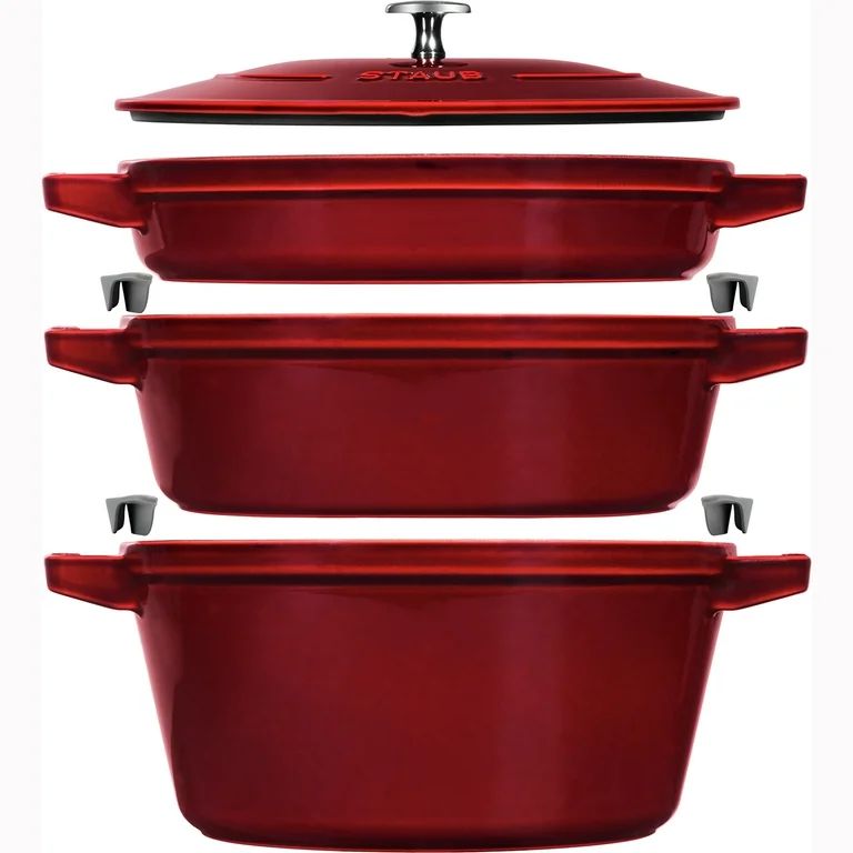 STAUB Cast Iron Set 4-pc, Stackable Space-Saving Cookware Set, Dutch Oven with Universal Lid, Mad... | Walmart (US)