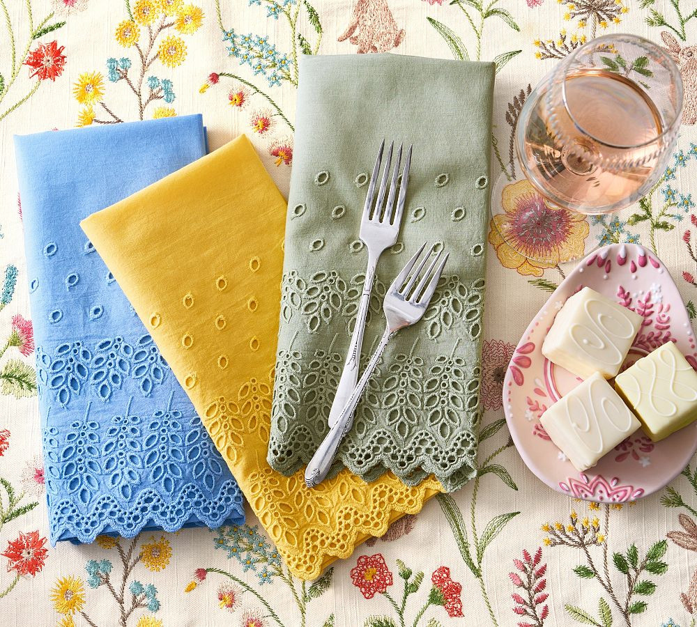 Eyelet Organic Cotton Napkins - Set of 4 | Pottery Barn (US)