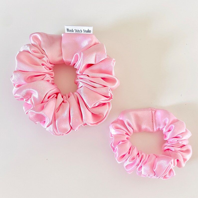 Pink Satin Scrunchie Light Pastel Pink Satin Canada Satin - Etsy | Etsy (US)