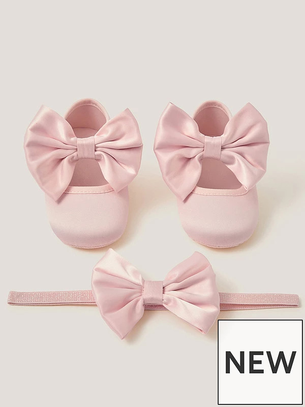 Monsoon Baby Girls Super Bow Bootie & Bando Set - Pink | Very (UK)
