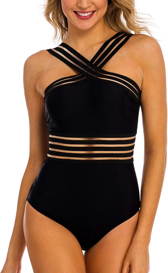 Coskaka Womens One Piece Swimsuits Off Shoulder Flounce Ruffled with Removable Straps Padded Swim... | Amazon (US)