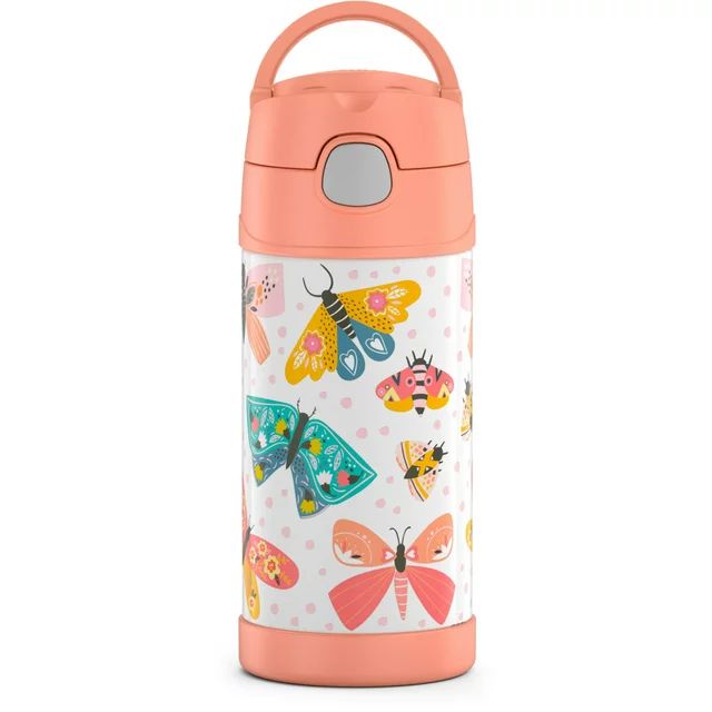 Thermos Kids Stainless Steel Vacuum Insulated Funtainer straw bottle, Butterfly, 12oz | Walmart (US)