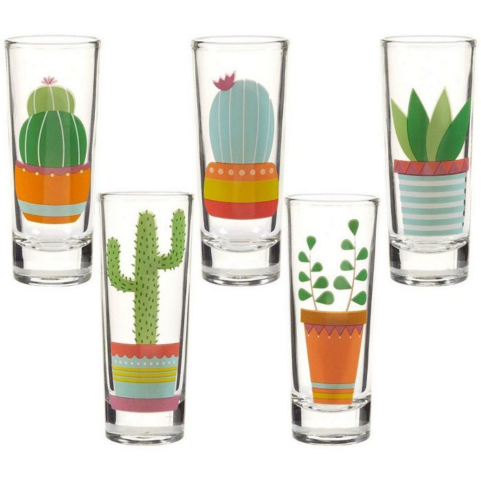 Party Shot Glasses - Cactus Shot Glasses with Colorful Print for Cinco de Mayo Tequila Fiesta- Se... | Target