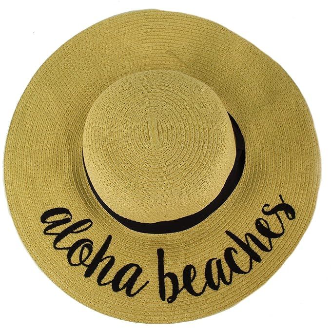 C.C Fun Verbiage Elegant Wide Brim 4" Summer Derby Beach Pool Floppy Dress Sun Hat | Amazon (US)