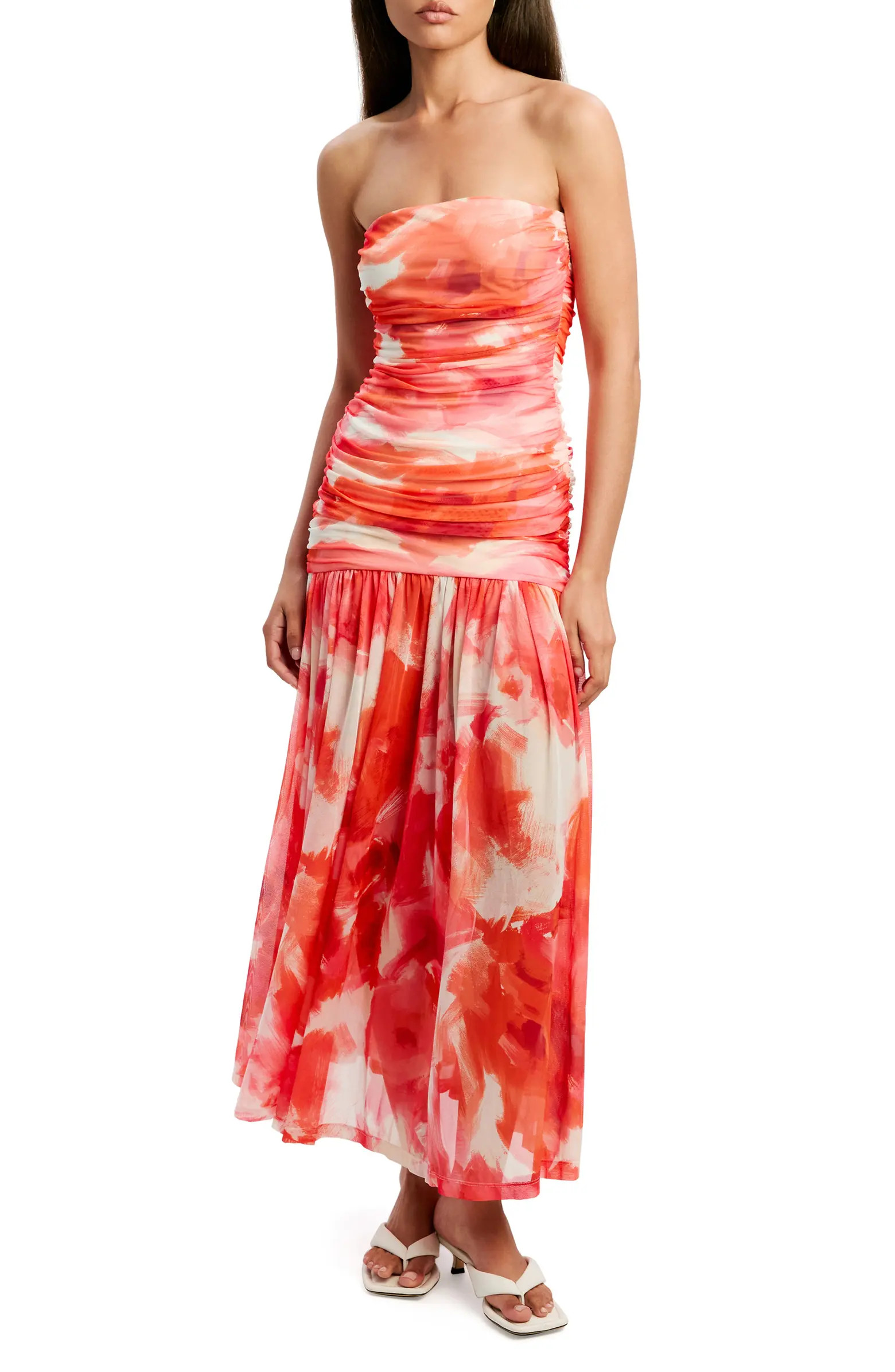 Solana Blurred Floral Drop Waist Mesh Maxi Dress | Nordstrom