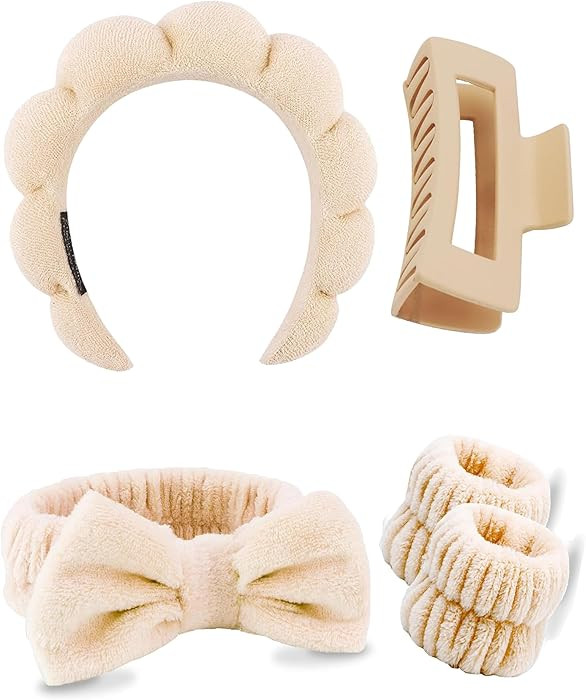 5 Pieces Spa Care Set,with Wristband and Barrette Cloth Towel Headbands\uff0c Gift for Women,Face... | Amazon (UK)