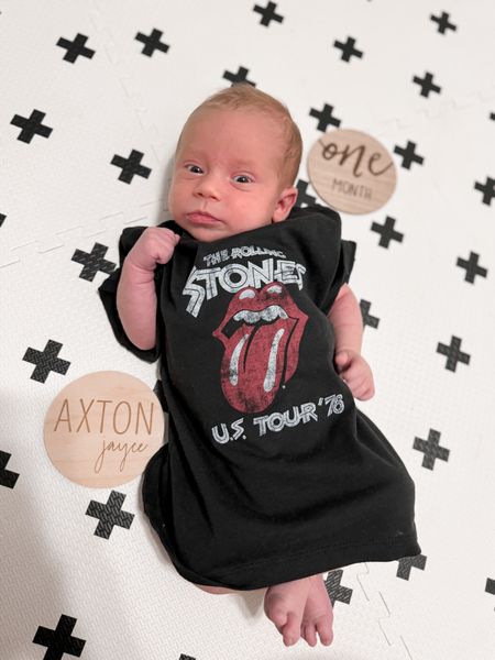 One month of baby, AJ
Rolling Stones tee
Also comes in a baby onesie linked below 

#LTKbaby #LTKfindsunder50 #LTKkids