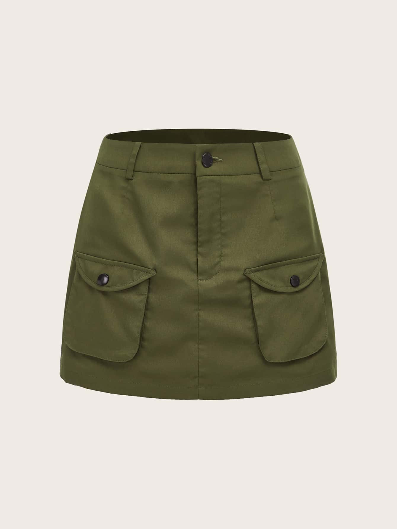 SHEIN Zipper Fly Flap Pocket Cargo Skirt | SHEIN