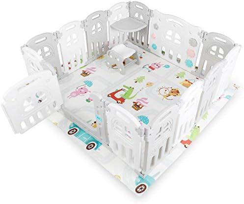 Kidsclub 12+2 Panel Foldable Baby Playpen，Baby Safety Play Yard Kids Activity Centre Portable B... | Amazon (US)