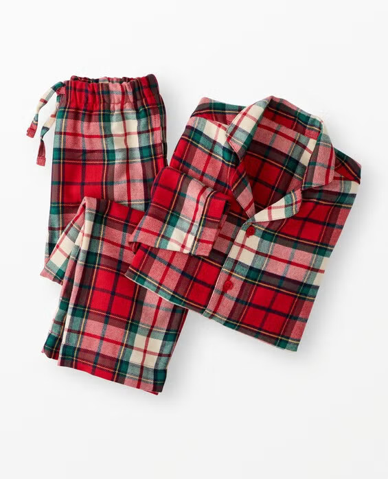 Girls' & Boys' Red Holiday Plaid Flannel Pajama Set in 100% Recycled Polyester - Size Little Kids 4 by Hanna Andersson | Hanna Andersson