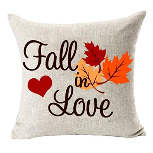 Home Decor Fall in Love Cotton Linen Pillow Covers 18x18,MFGNEH Autumn Decor Maple Leaves Throw P... | Walmart (US)
